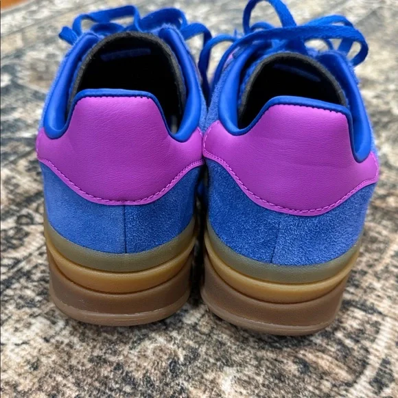 adidas Blue Suede Sneakers with Pink Stripes - Picture 3 of 5
